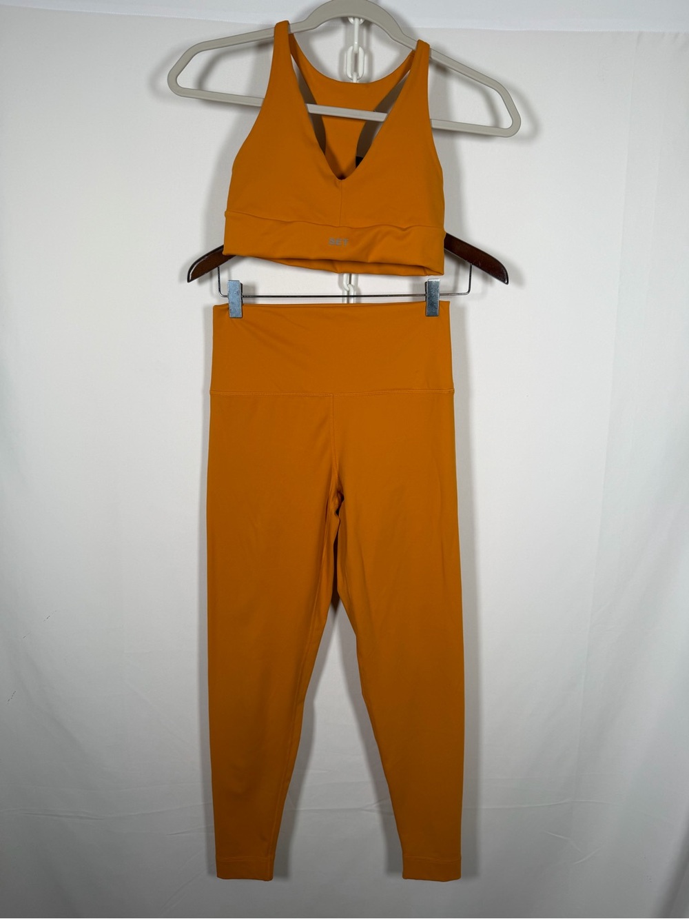 SET Active Two-Piece Luxform High-Waist Leggings & V-Neck Sports Bra in Mustard